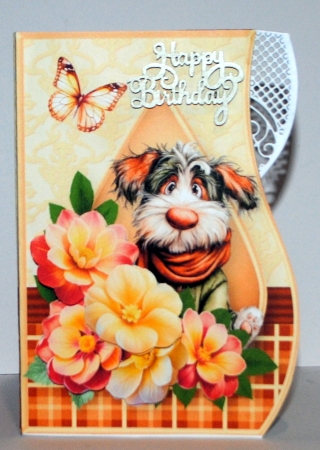 Puppy in the Primroses - Curved Edge Card Mini Kit by Kristina Norbat