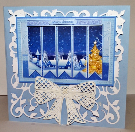 White Christmas Ribbon Strips Quick Card by Kristina Norbat