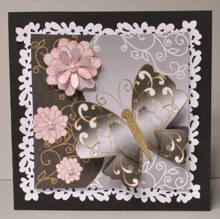 Butterfly & 3 Flowers 7x7 Topper 4 by Kristina Norbat