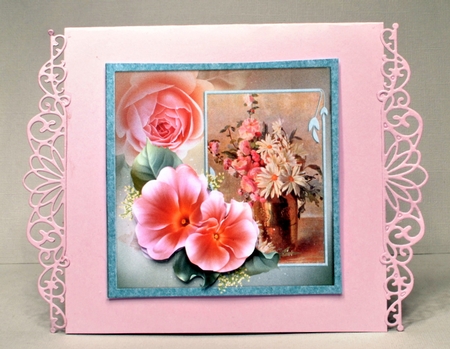 Vase of Summer Flowers 7x7 Card with Decoupage by Kristina Norbat