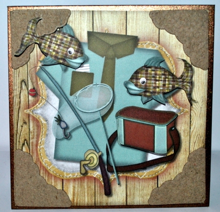 Male card Topper Gone Fishing Retro by Kristina Norbat