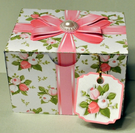 Pink Roses on a White Background with Bow Decoupage by Kristina Norbat