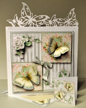 Beautiful Cream and Blue Flutters Card Front Kit by Kristina Norbat