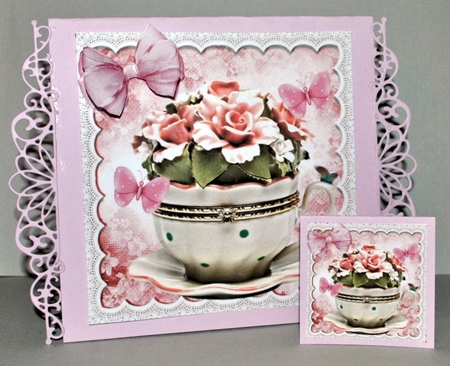 Pretty porcelain Roses in a ornamental teacup 8x8 by Kristina Norbat