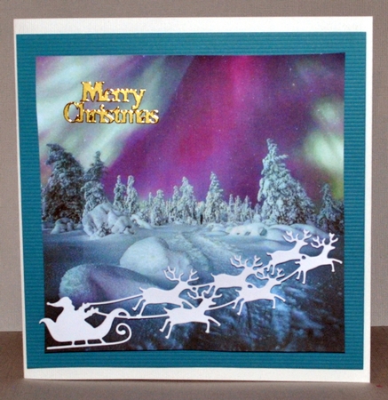 FROZEN WINTER SNOW SCENE NORTHERN LIGHTS BACKGROUND SHEET by Kristina Norbat