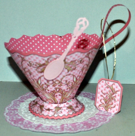 GORGEOUS PINK, GOLD AND FLOWERS TEACUP TEA CUP FAVOR BAG BOX by Kristina Norbat