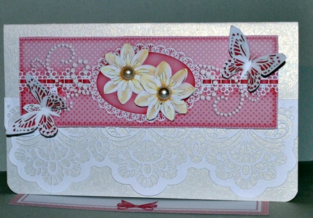 Large DL A Touch of Elegance Pretty Flowers, Lace & Butterflies Quick Card Front with insert by Kristina Norbat