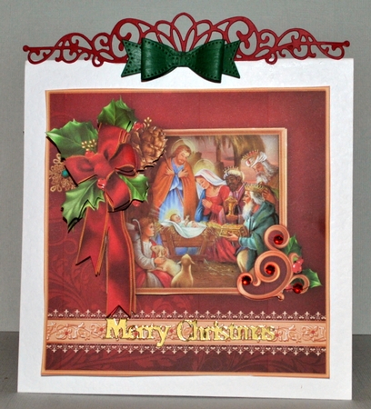 CHRISTMAS HOLLY RIBBON Nativity 7.8 Decoupage Mini Kit by Kristina Norbat