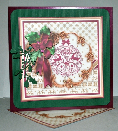 HOLLY RIBBON & PLUM BAUBLE 8x8 Decoupage & Insert Mini Kit by Kristina Norbat