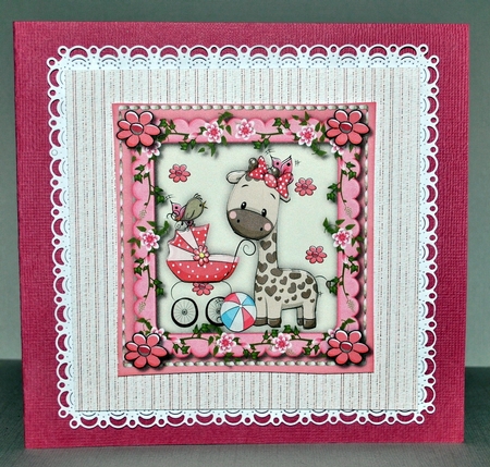 Cute Giraffe with Pink Pram  by Kristina Norbat