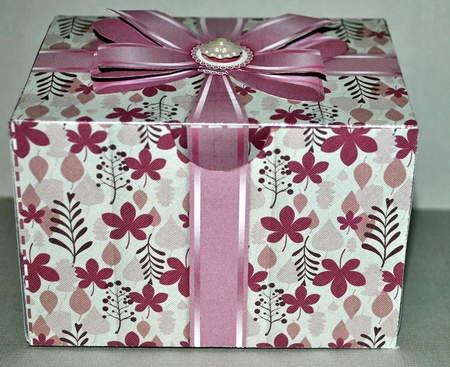 Gift Box Purple Autumn Pattern with Bow Decoupage by Kristina Norbat