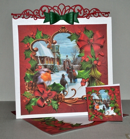 8x8 beautiful Christmas Robin with vintage scene mini kit by Kristina Norbat