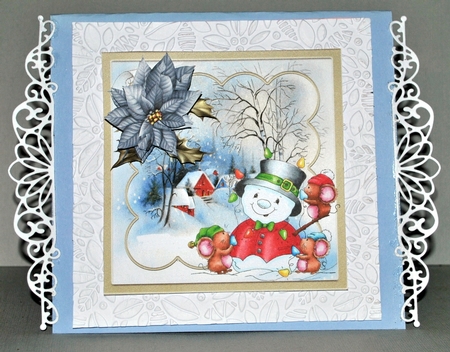 The village snowman 7x7 card by Kristina Norbat
