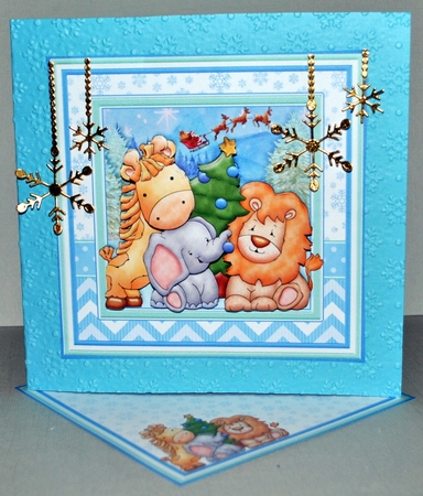 ANIMALS CHRISTMAS TREE 8x8 Baby Boy or Children Decoupage & Insert Kit  by Kristina Norbat
