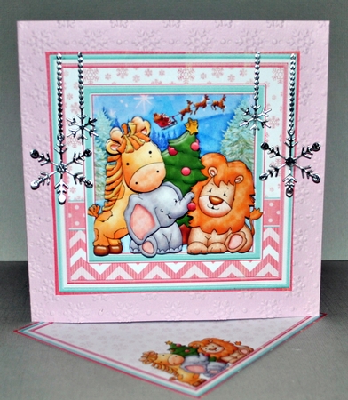ANIMALS CHRISTMAS TREE 8x8 Baby Girl or Children Decoupage & Insert Kit  by Kristina Norbat