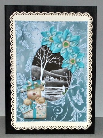 Especially for you. Black and white scene with Bear decoupage by Kristina Norbat