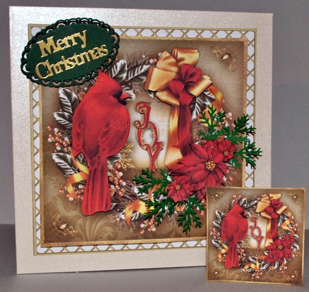 Christmas Silver Wreath With Cardinal Bird Mini Kit by Kristina Norbat