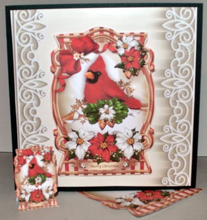 Winter Christmas Cardinal With Poinsettias Mini Kit by Kristina Norbat