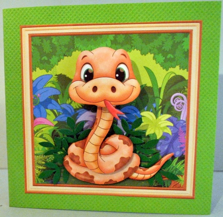 LEGLESS SNAKE WOBBLY HEAD CARD 8x8 Decoupage, Ages & Insert Mini Kit by Kristina Norbat