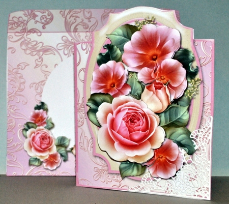 Pink Rose Bouquet Shaped Card Kit by Kristina Norbat