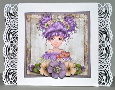Vintage Wildroses Girl Card Topper 1082 by Kristina Norbat