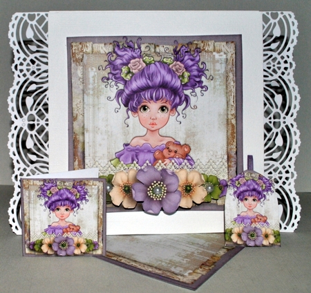 Vintage Wildroses Girl Card Topper 1082 by Kristina Norbat