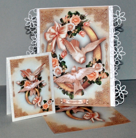 Wedding Anniversary Valentine Card with Dove and Roses Mini Kit by Kristina Norbat