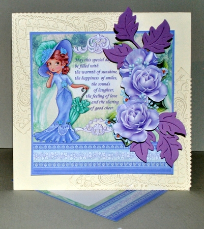ELEGANT LADY IN LILAC ROSES & VERSE 8x8 Decoupage & Insert Mini Kit by Kristina Norbat