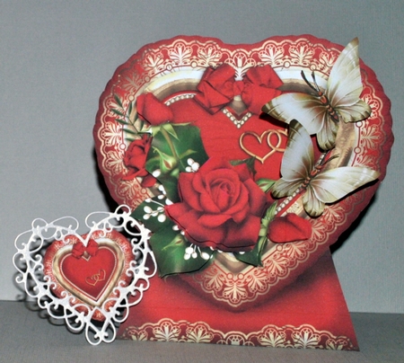 Valentine Heart with Red Roses Card Kit by Kristina Norbat