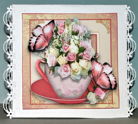 The Rose Teacup Card Front Kit by Kristina Norbat