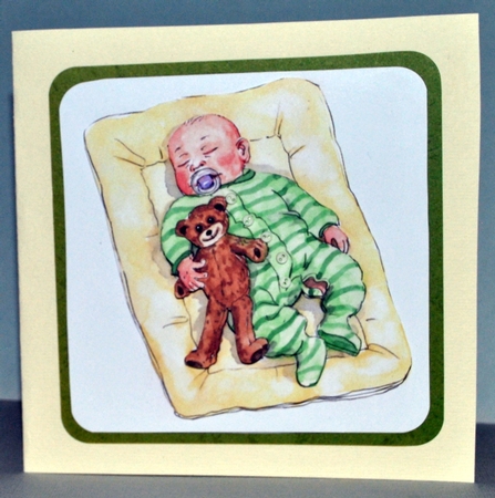 New Baby Decoupage - Baby Onesie - Green by Kristina Norbat