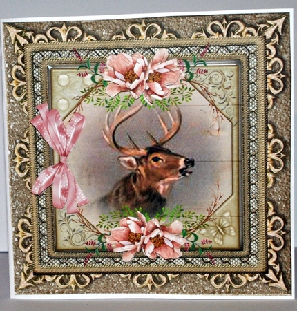 Deer and pink flowers by Kristina Norbat