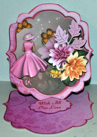 Dahlia Darling Bracket Shaped Easel Card Mini-kit by Kristina Norbat