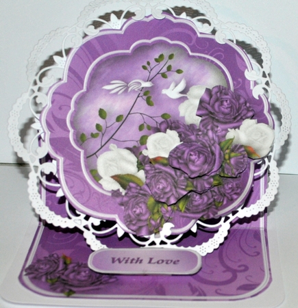 Birds in the Roses - Shaped Easel Card by Kristina Norbat