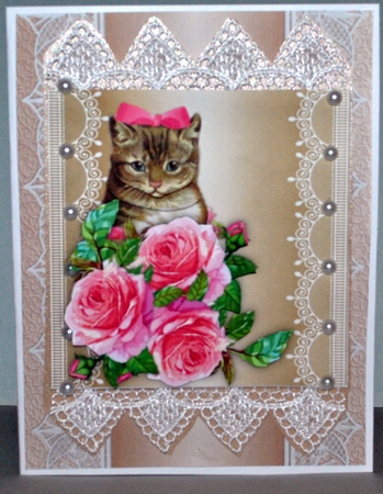 Vintage Kitten & Roses by Kristina Norbat