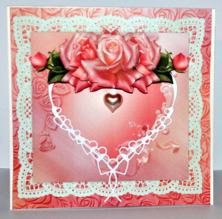Gorgeous Pink Edwardian Roses & Lace Heart by Kristina Norbat