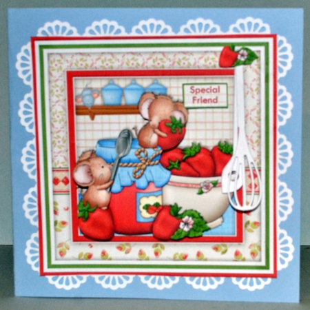 STRAWBERRY TEA 8x8 Jam Making Decoupage & Insert Mini Kit by Kristina Norbat