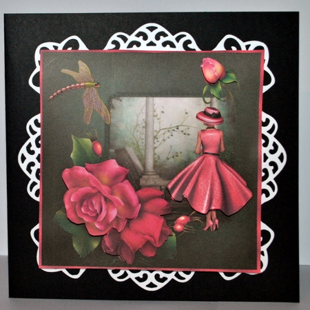 A Rose Fantasy 7 inch Square Card Front with Step by Step by Kristina Norbat