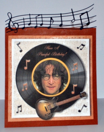 John Lennon themed birthday card with greeting Hope you have a peaceful birthday! for 6x 6 card by Kristina Norbat