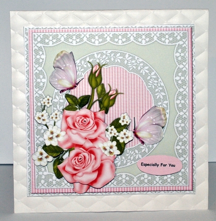 Pink Roses & Butterflies In lace frame Mini kit by Kristina Norbat