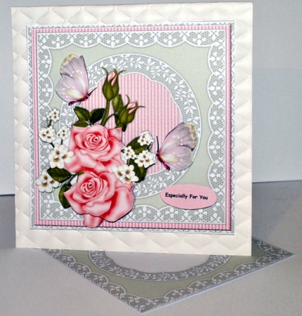 Pink Roses & Butterflies In lace frame Mini kit by Kristina Norbat