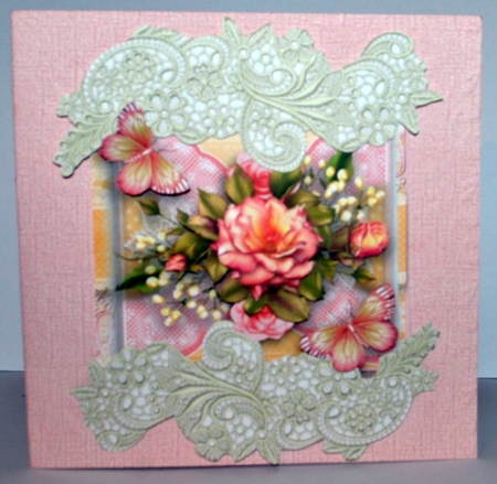 Chantilly Pink Rose Card Front Kit by Kristina Norbat