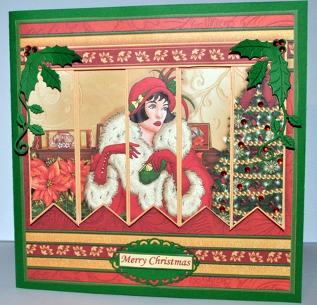 CHRISTMAS ART DECO LADY 7.5  Quick Card Kit Create Any Name Alphabet in 2 sizes by Kristina Norbat