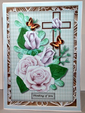 Pastel Roses & Cross Sympathy  by Kristina Norbat