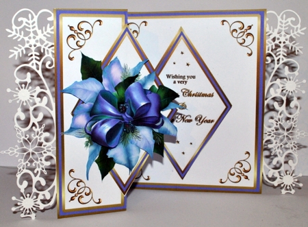 Diamond fold back Blue Poinsettias by Kristina Norbat