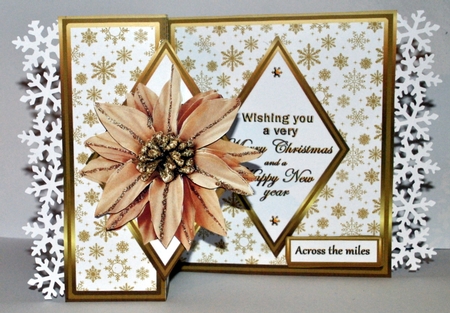 Diamond fold back  Gold Poinsettia with snowflakes by Kristina Norbat