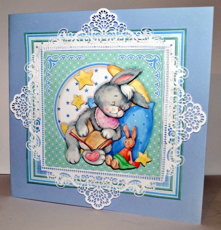BABY BOY SLEEPY BUNNY 8x8 Decoupage & Insert Mini Kit by Kristina Norbat