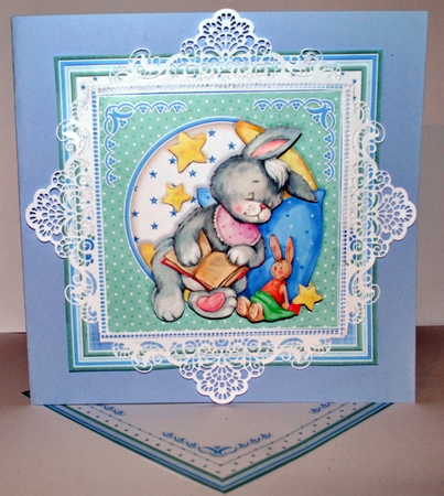 BABY BOY SLEEPY BUNNY 8x8 Decoupage & Insert Mini Kit by Kristina Norbat