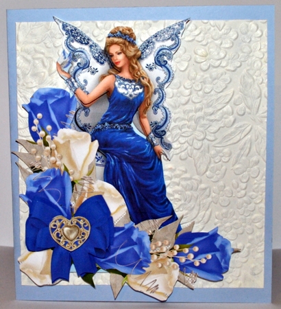 Rose Bud and Bow Blue Vignette by Kristina Norbat