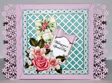 Rose Wedding Bell Special Day 6inch 2 Card Lattice Step by Step by Kristina Norbat